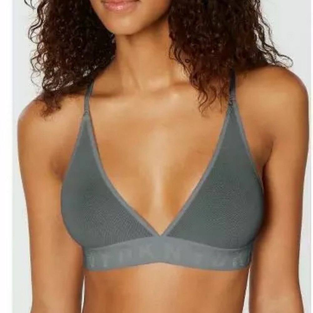 DKNY Womens Seamless Logo Wireless Mesh Bralette